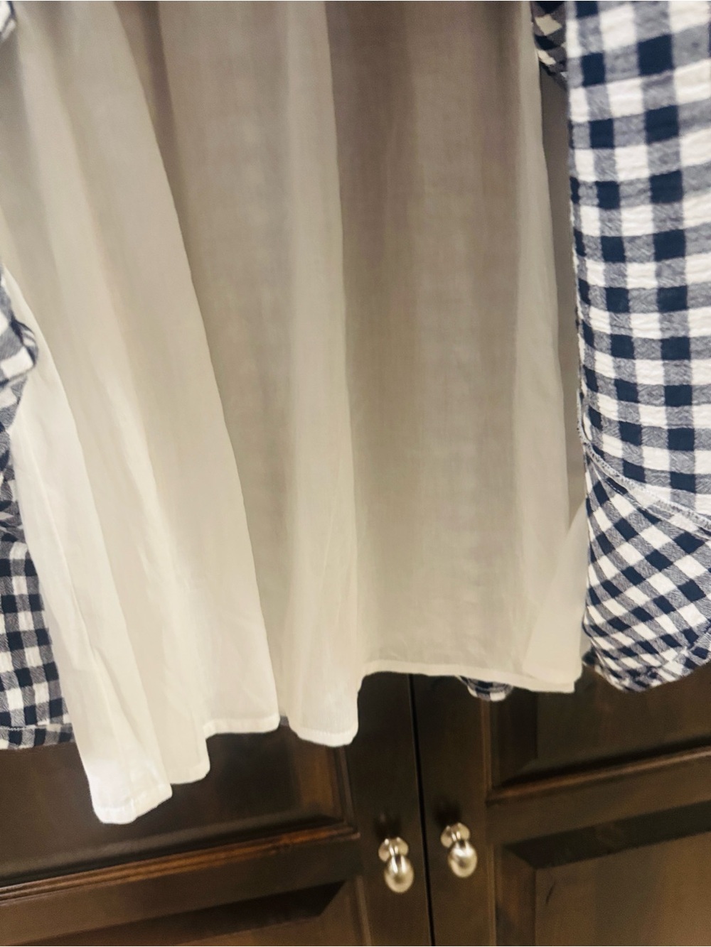 DownEast Navy and White Gingham A-Line knee length Skirt size small - Picture 3 of 4
